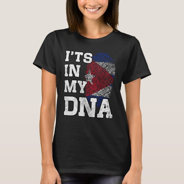 Camiseta It's In My DNA Cuban Fingerprint Proud Cuba Flag (Frente)