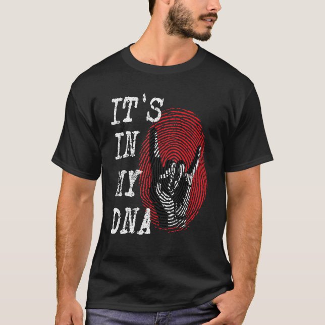 Camiseta IT'S IN MY DNA Hand Horns Fingerprint Punk Rock Di (Frente)