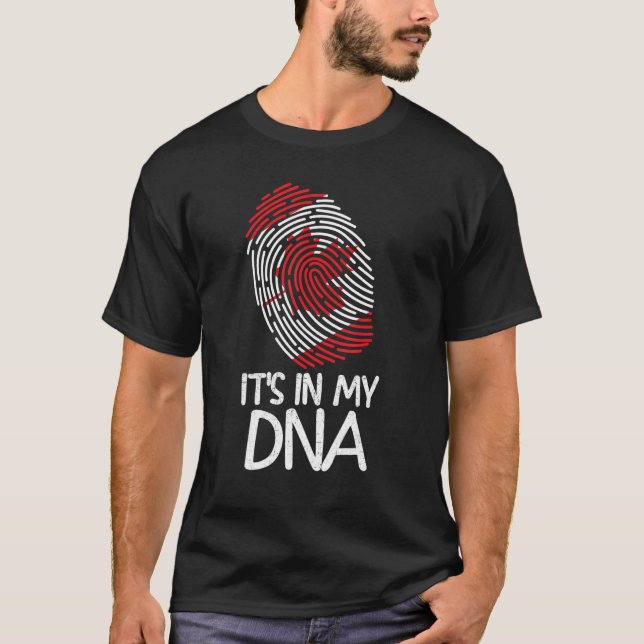 Camiseta It's In My DNA   Proud Canadian Flag Fingerprint (Frente)