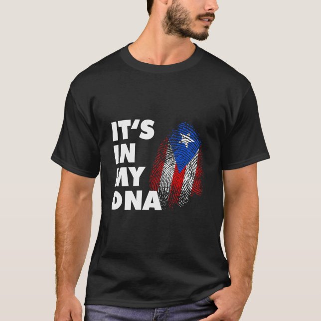 Camiseta It'S In My Dna Puerto Rico Finger Print Boricua Fl (Frente)