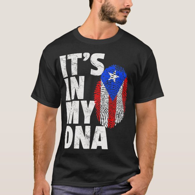 Camiseta ITS IN MY DNA Puerto Rico Rican Flag T Shirt Men (Frente)
