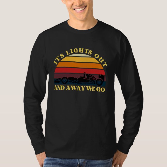 Camiseta Its Lights Out And Away We Go Retro Sunset Formula (Frente)