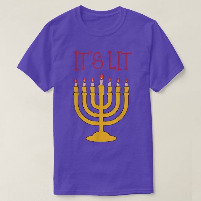 Camiseta It's Lit Menorah Hanukkah Chanukah  (Frente do Design)