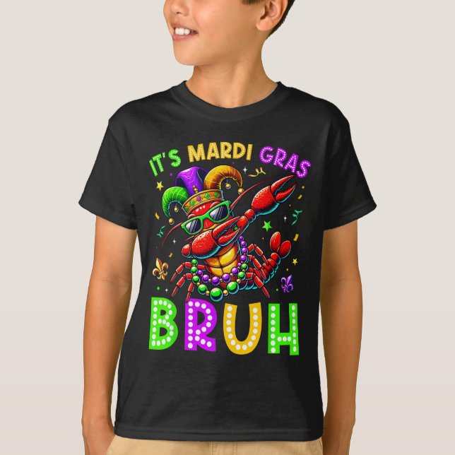 Camiseta It's Mardi Gras Bruh Dabbing Crawfish Carnival Boy (Frente)