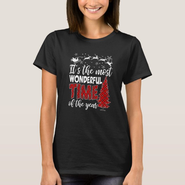 Camiseta It's Most Wonderful  Time Christmas Buffalo Red Pl (Frente)