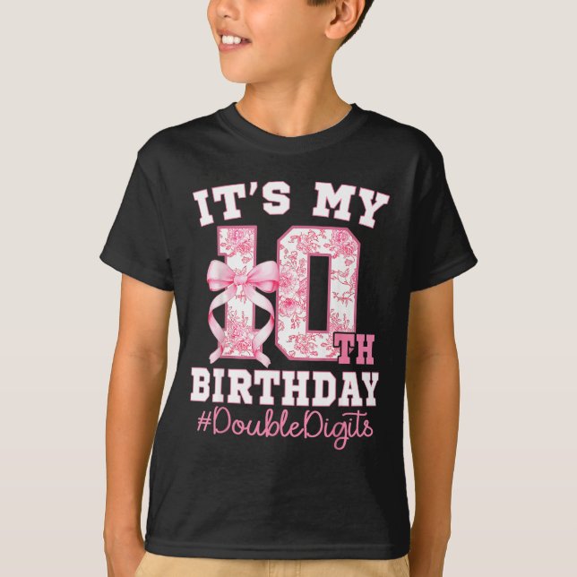 Camiseta Its My 10th Birthday Girl Double Digits Coquette B (Frente)
