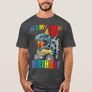 Camiseta It's My 10th Birthday Monster Truck Dinosaur Boys
