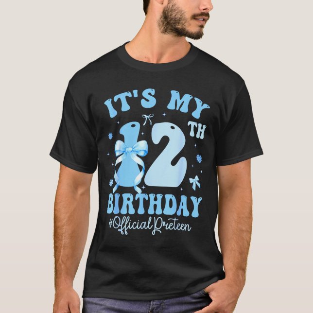 Camiseta It's My 12th Birthday Girl Coquette Bow Blue 12 Ye (Frente)