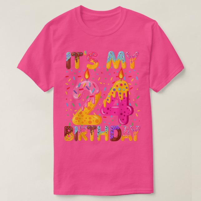 Camiseta Its My 24th Birthday Sweet Donut 24 Years Old Funn (Frente do Design)