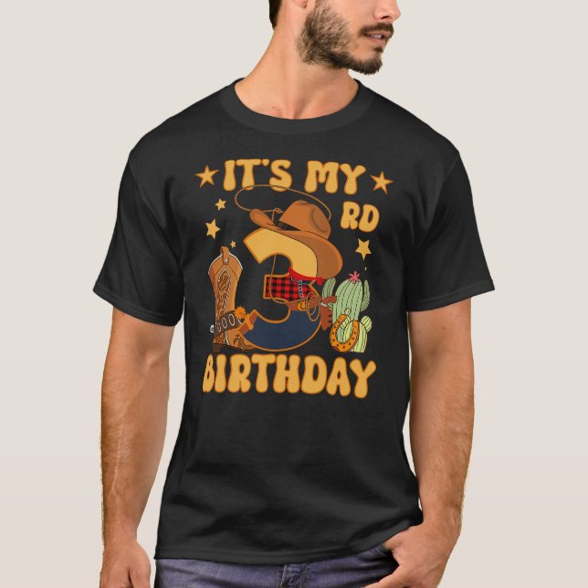 Camiseta It's My 3rd Birthday Cowboy Rodeo Horse 3 Year Old (Frente)