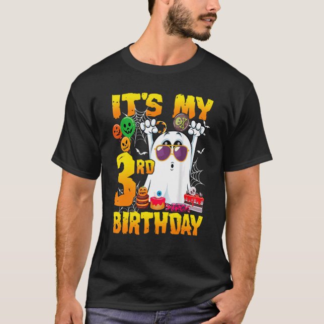 Camiseta It's My 3rd Birthday Ghost Pumpkin Halloween Party (Frente)