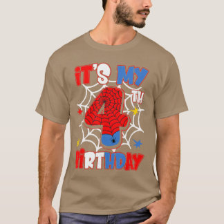 Camiseta Its My 4th Birthday Spiderheme Party 4 Year Old Bo