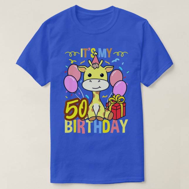 Camiseta Its My 50th Birthday Giraffe Lover  (Frente do Design)