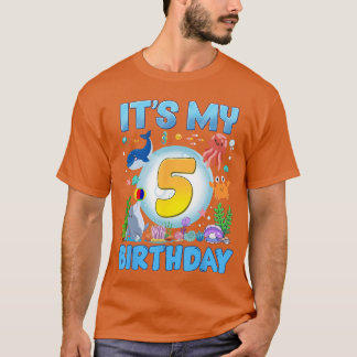 Camiseta Its My 5th Birthday Under Sea Aquarium 5 Year Old 