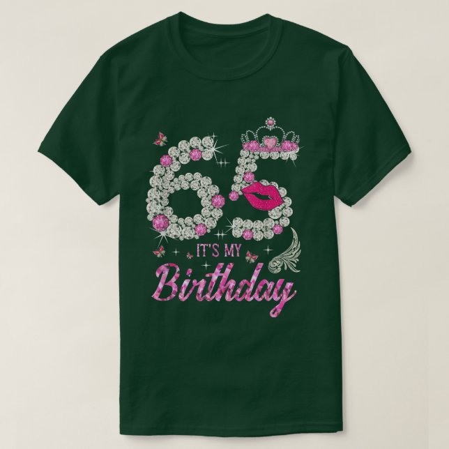 Camiseta It's My 65th Birthday Queen 65 Years Old Shoes Cro (Frente do Design)