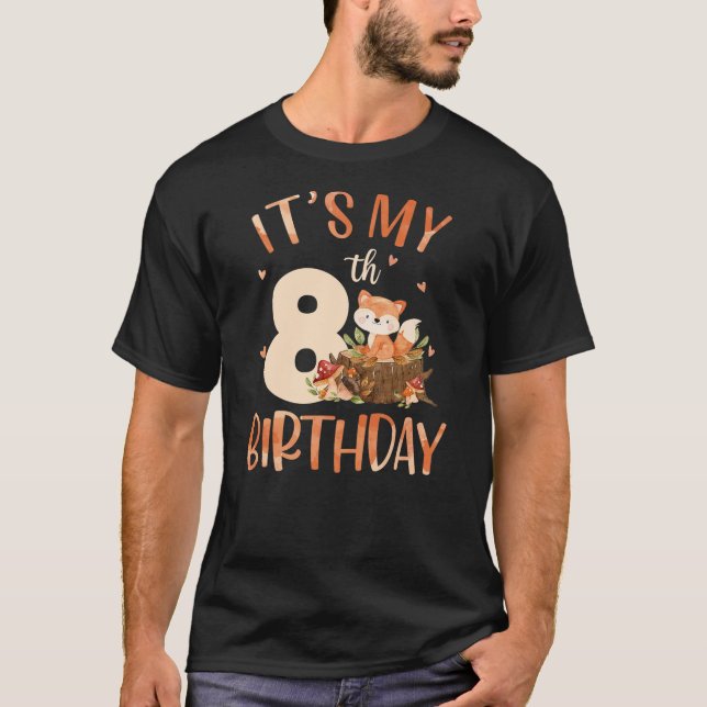 Camiseta Its My 8th Birthday Cute Fox 8 Year Old Birthday D (Frente)