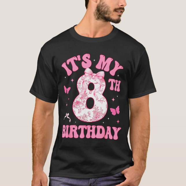Camiseta It's My 8th Birthday Nk Coquette Bow 8 Year Old Bi (Frente)