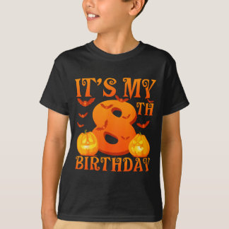 Camiseta Its My 8th Birthday Pumpkins 8 Years Old Halloween