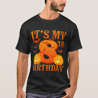 Camiseta Its My 8th Birthday Pumpkins 8 Years Old Halloween