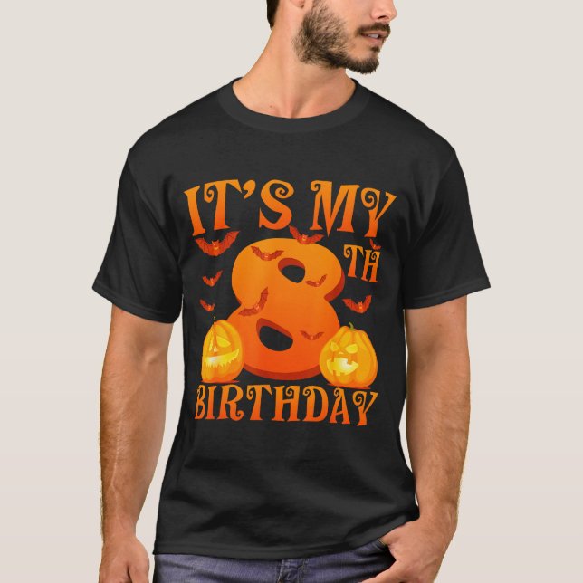 Camiseta Its My 8th Birthday Pumpkins 8 Years Old Halloween (Frente)