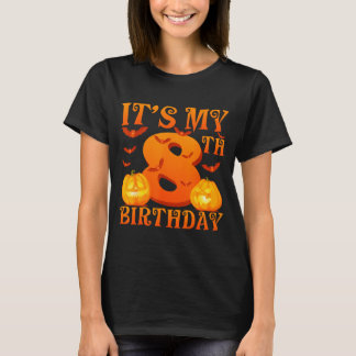 Camiseta Its My 8th Birthday Pumpkins 8 Years Old Halloween