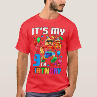 Camiseta Its My 9th Birthday Building Brick 9 Years Old Boy