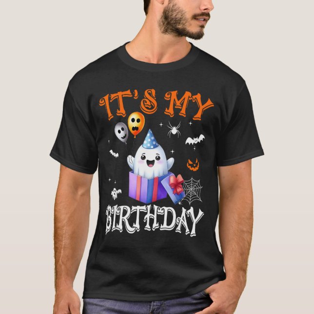 Camiseta Its My Birthday Ghost Happy Halloween Birthday Par (Frente)