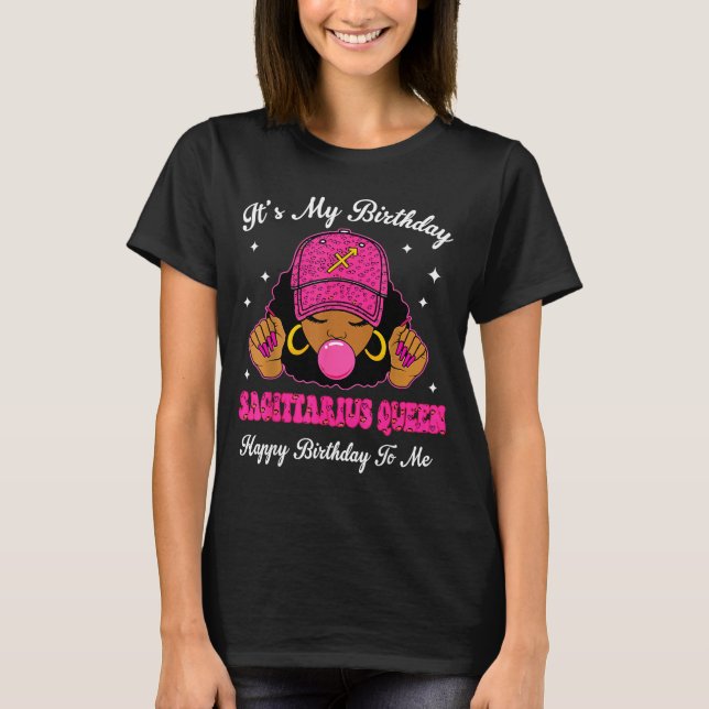 Camiseta It's My Birthday Sagittarius Queen Happy Birthday  (Frente)