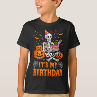 Camiseta Its My Birthday Skeleton Happy Halloween Birthday 