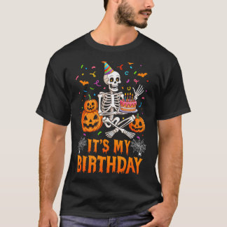 Camiseta Its My Birthday Skeleton Happy Halloween Birthday 