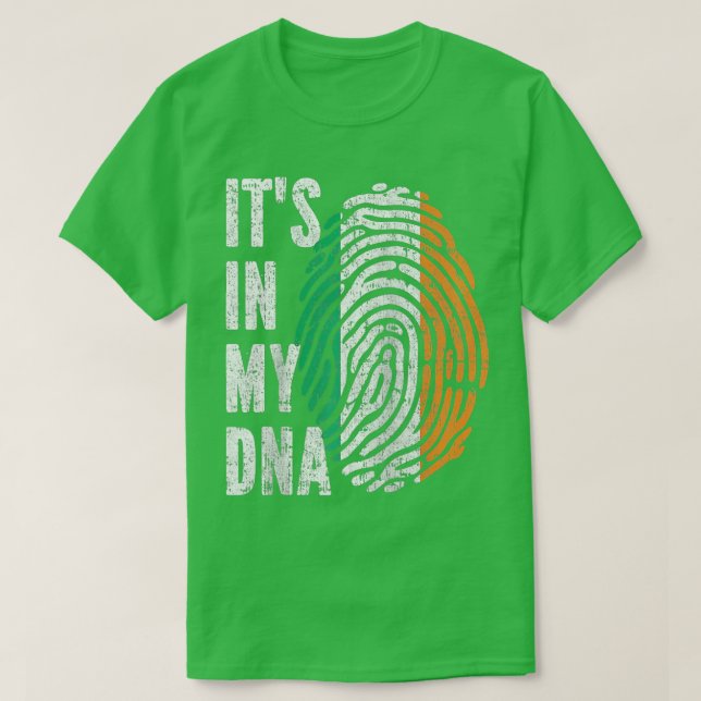 Camiseta ITS NA MINHA DNA Irlanda Flag Raglan Baseball na I (Frente do Design)