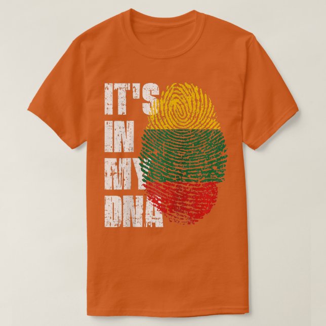 Camiseta ITS NO MY DNA Lituânia Flag lituano Raglan Bas (Frente do Design)