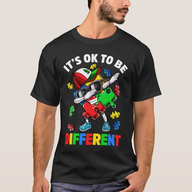Camiseta Its Ok To Be Different Autism Awareness Dabbing Pu (Frente)