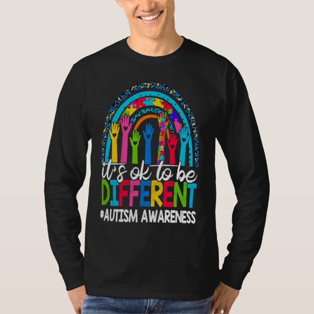 Camiseta It's Ok To Be Different Autism Awareness Leopard R (Frente)