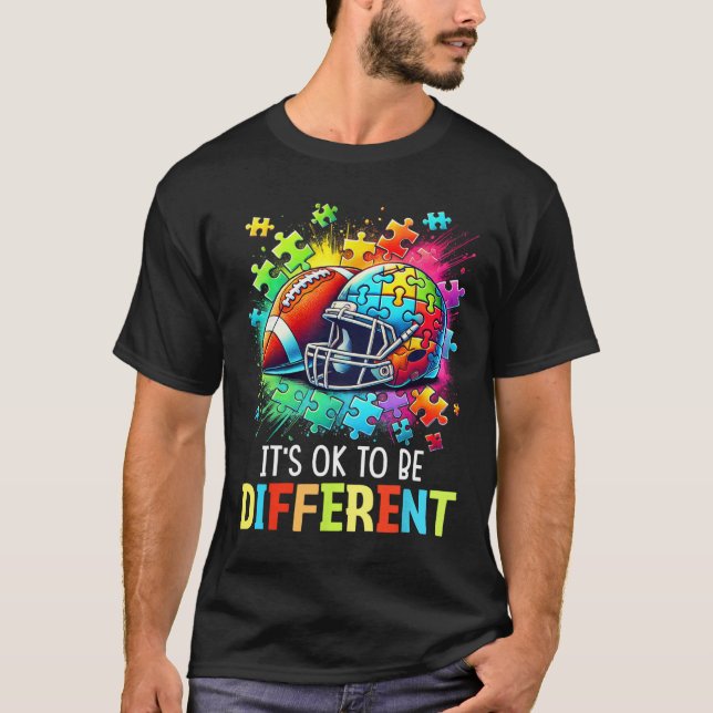 Camiseta It's Ok To Be Different Football Autism Awareness  (Frente)