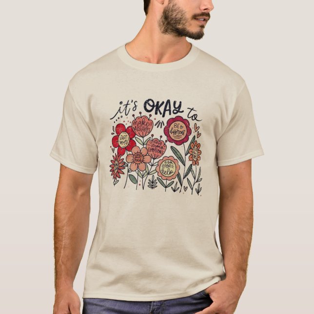 Camiseta It's okay to boho Mental Health Awareness Floral  (Frente)