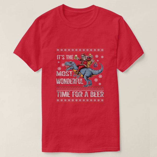 Camiseta Its The Most Wonderful Time For A Beer Santa Ridin (Frente do Design)