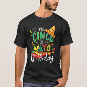 Camiseta Itu2019s Meu Cinco de Mayo Aniversário Garoto Mexi