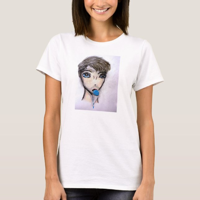 Camiseta Ivan e o snowcone de framboesa azul três (Frente)