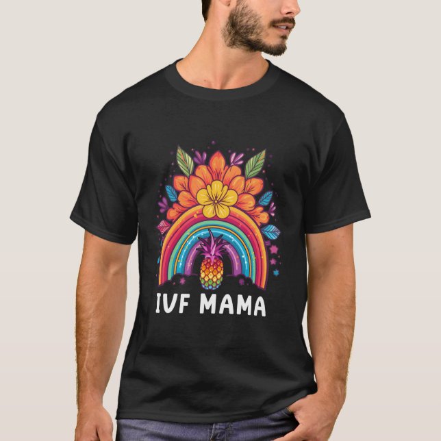 Camiseta Ivf Mama Eapple Rainbow Ivf Mãe Fertilidade Surrog (Frente)