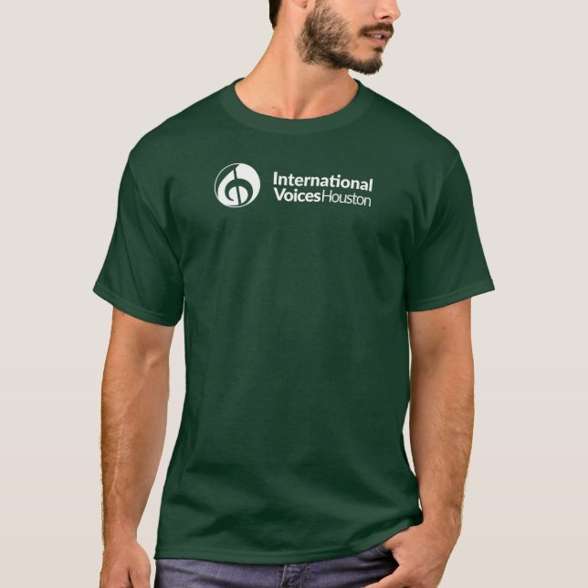 Camiseta IVH (Logotipo branco - Floresta profunda) (Frente)