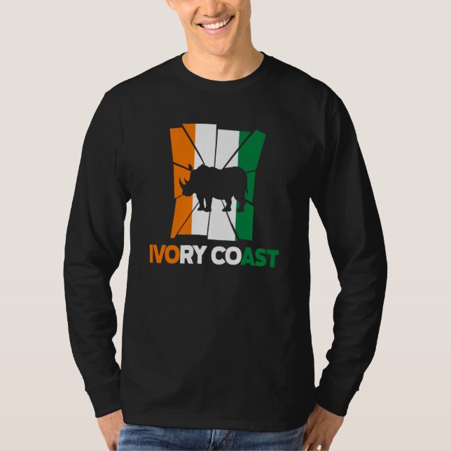 Camiseta Ivory Coast Ivorian Ivory Coast Flag Rhinoceros Si (Frente)