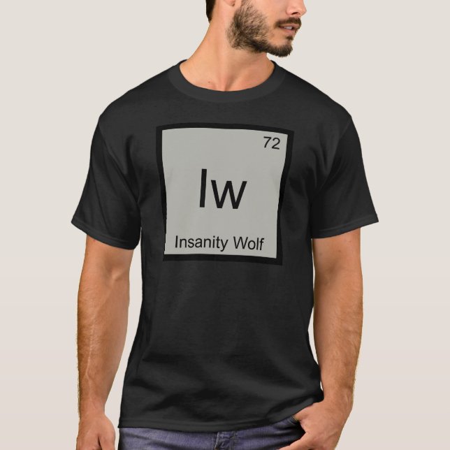 Camiseta Iw - Lobo da Insanidade Símbolo de Elemento Químic (Frente)