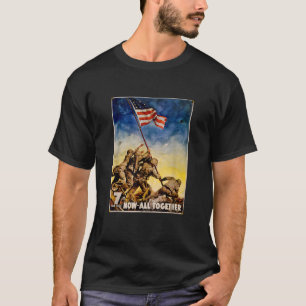 Camiseta Iwo Jima Retro WW2 American Flag Raising T Shirt