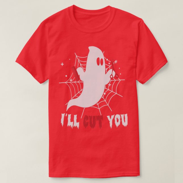 Camiseta Ix27ll cut you funny barber ghost halloween (Frente do Design)