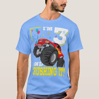 Camiseta Ix27m 3 E Esmagá-Lo Monster Truck aniversário de 3
