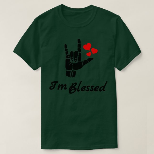 Camiseta Ix27M BLESSED ASL Sign Language Design 1 (Frente do Design)
