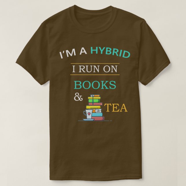 Camiseta Ix27m um Híbrido Eu rodo em Livros e Tea Livros En (Frente do Design)