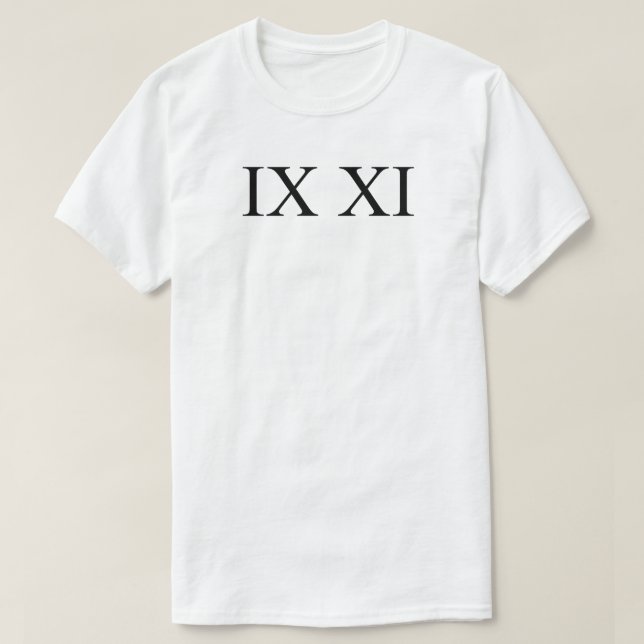 Camiseta IX XI (numerais romanos 9 11) (Frente do Design)
