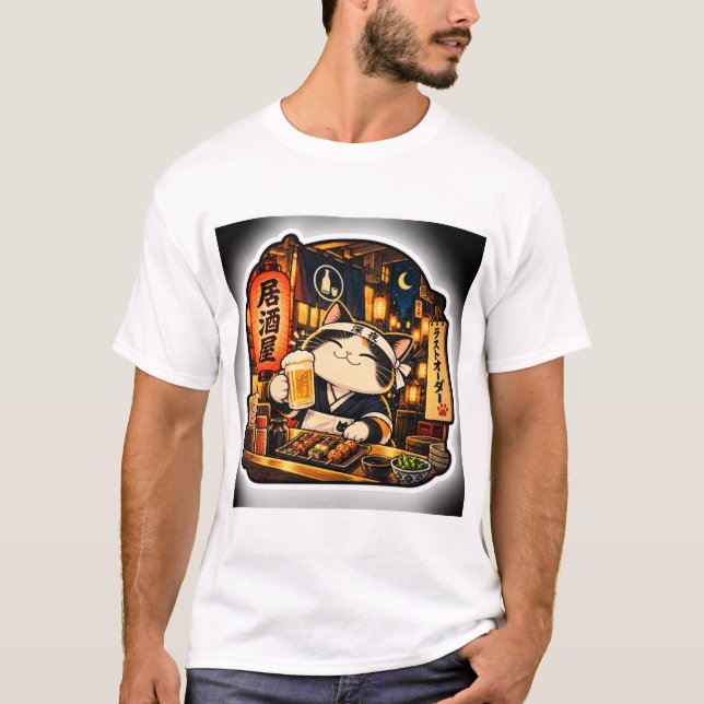 Camiseta Izakaya Last Call Cat | Noite Japonesa (Frente)